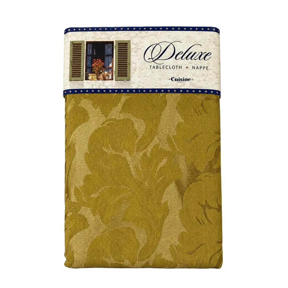 Deluxe Oval Tablecloth Damask Floral Gold - 60" x 84"