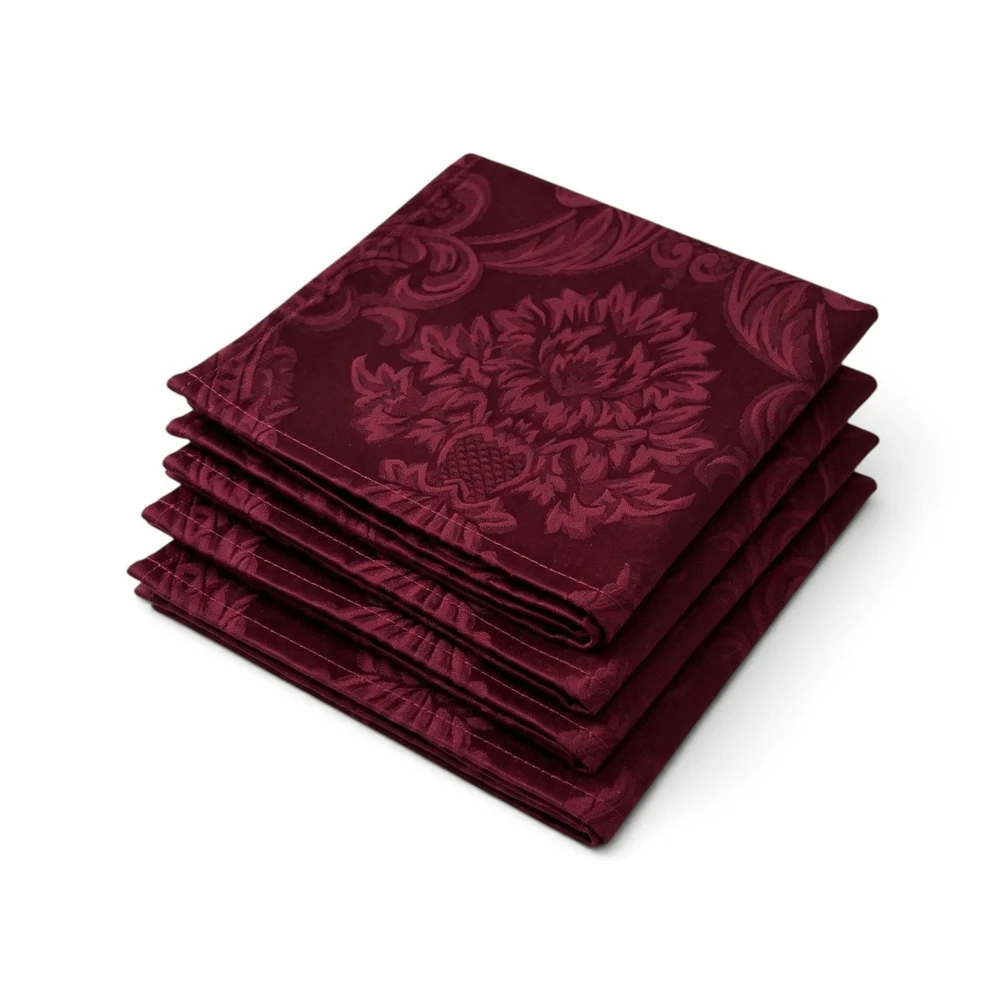 Deluxe Square Napkins 17" x 17" (Baroque / Pineapple Burgundy) - Set of 4