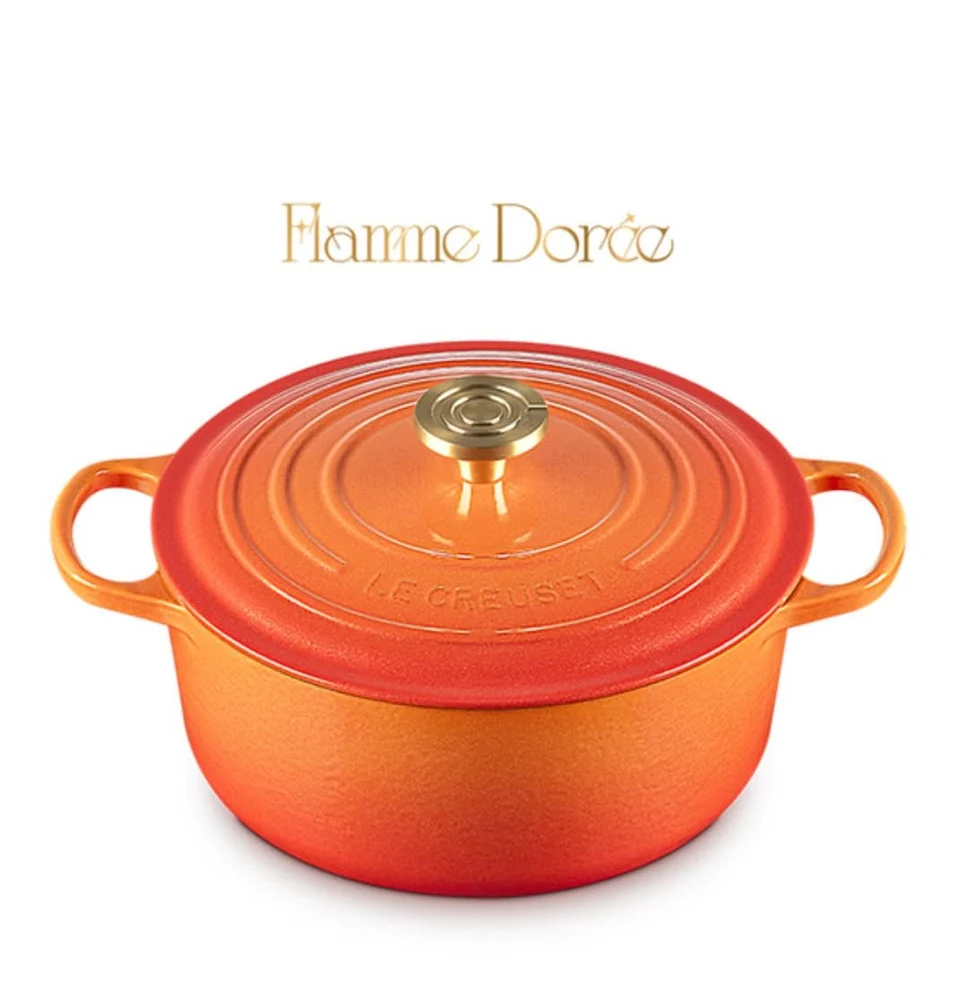 Le Creuset Cast Iron Flamme Dorée 5.3L (5.5 QT) Centenary Round Dutch Oven