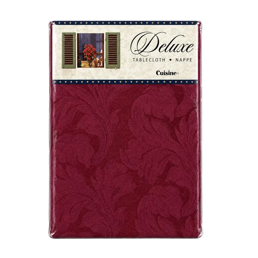 Deluxe Rectangular Tablecloth 60" x 84" (Damask Floral Burgundy)