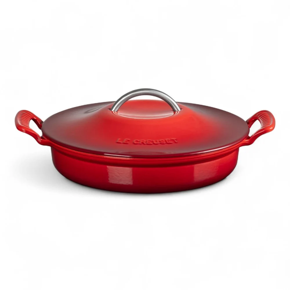 Le Creuset Cast Iron Modern Heritage Shallow Braiser — Cerise