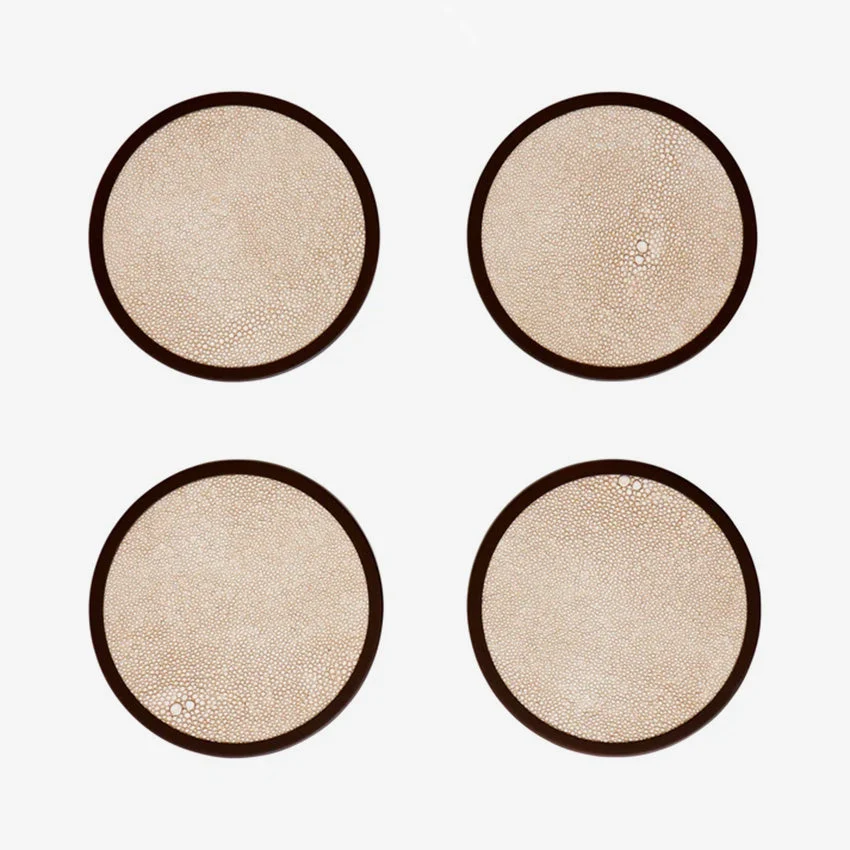 Addison Ross | Faux Shagreen Coasters - Set of 4 — Ecru