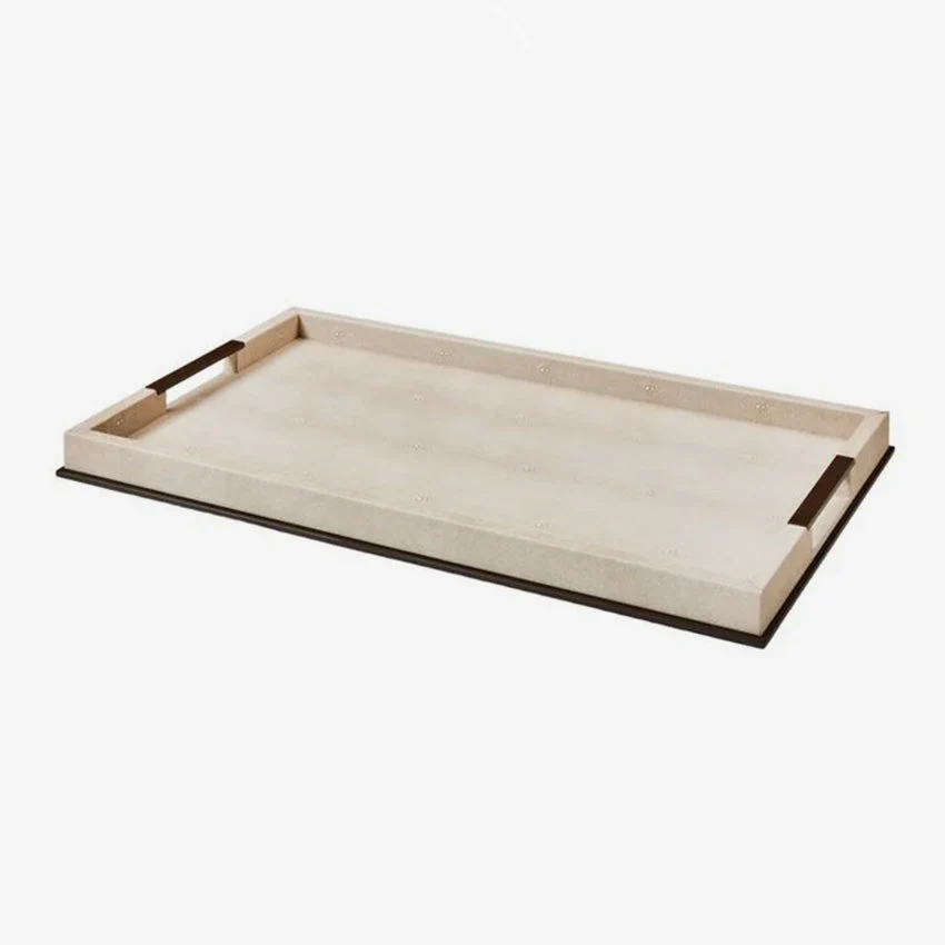 Addison Ross | Large Shagreen Tray — Ecru