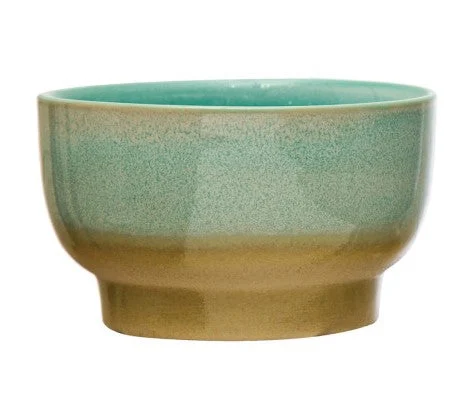 Creative Co-Op Reactive Glaze Stoneware Bowl - 3 Color Options — Green