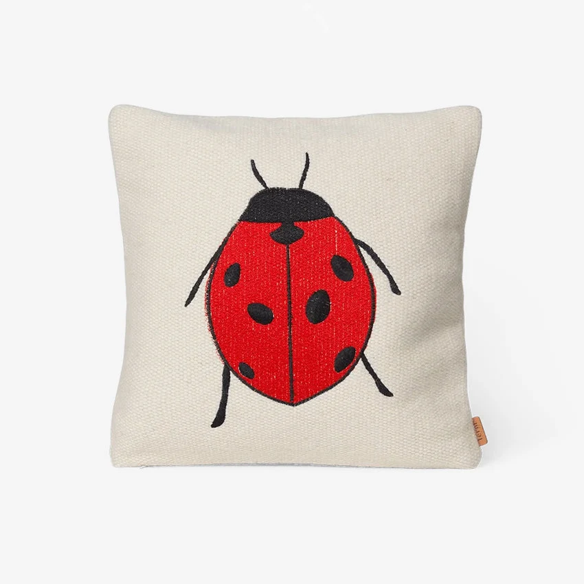 ferm LIVING | Forest Embroidered Cushion - Ladybug — Ladybug / 15.75" x 15.75"