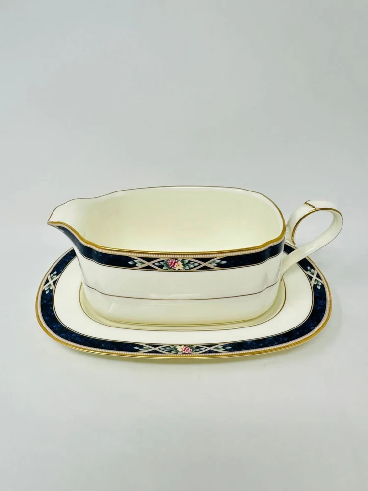 Noritake Azure Garden Gravy Boat w/ Stand