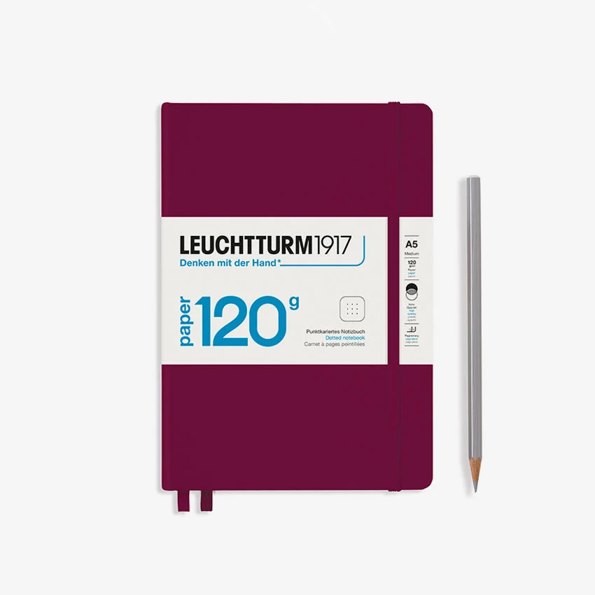 Leuchtturm 1917 | Hardcover Notebook - 120g Paper Edition — Port Red / A5 / Dotted
