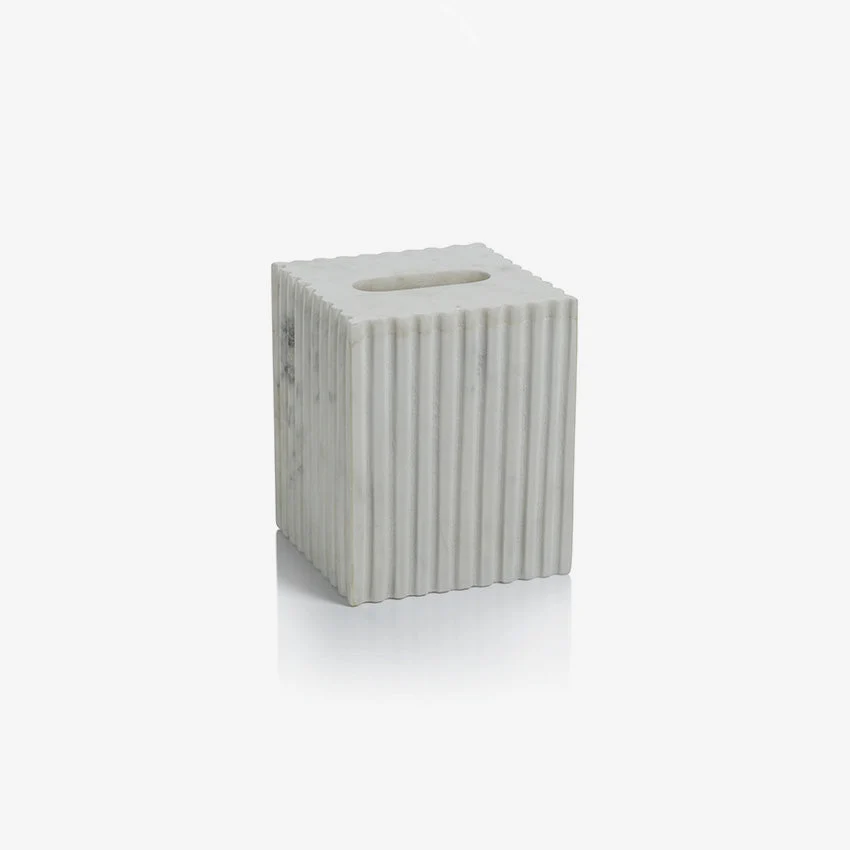 Zodax | Camogli Fluted White Marble Tissue Box