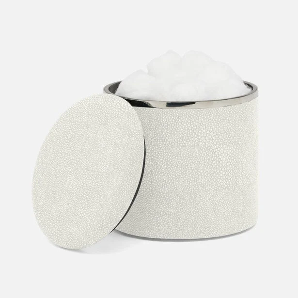 Pigeon & Poodle | Bradford Bath Canister - White & Silver — Small