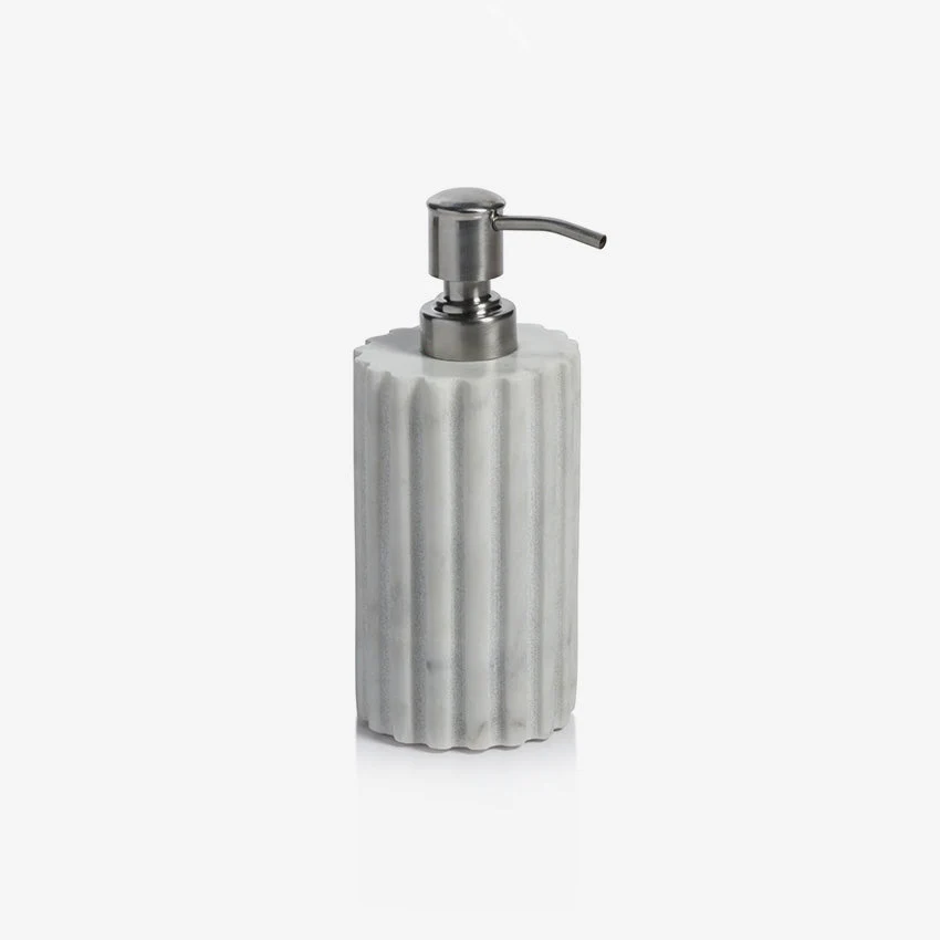 Zodax | Camogli Fluted White Marble Soap / Lotion Dispenser