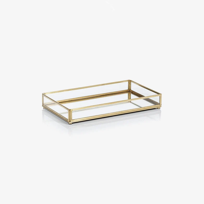 Zodax | Celine Metal Edged Mirrored Glass Vanity Tray — Small