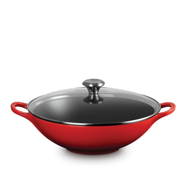 Le Creuset 4.8 L Wok with Glass Lid - Cerise